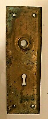 Antique Gold Tone Brass Door Plate Hardware Salvage Home Decor Rusted Patina