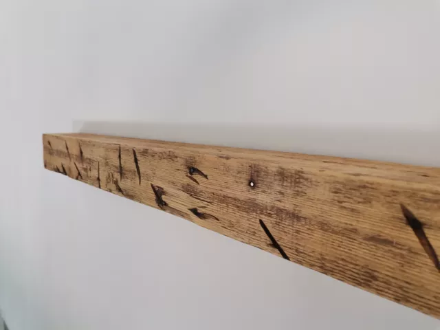 Unique Wall Shelf Reclaimed Wood Beam | Beam Rack | Kitchen Shelf | Bookcase | S