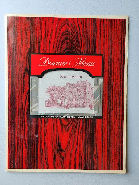 1972 Cordial Carillon Hotel Miami Beach Oceanfront Street Florida Menu Original