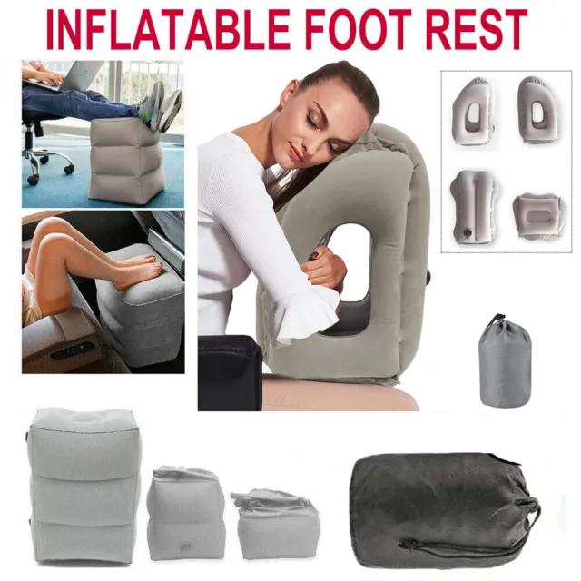 Inflatable Foot Rest Travel Plane Cushion Office Home Leg Pillow Relax Support