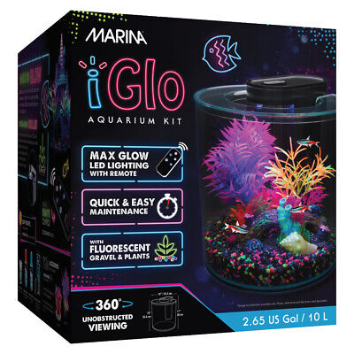 Marina iGlo 360 Aquarium Fish Tank 10L Starter Kit LED Lighting Colourful 2