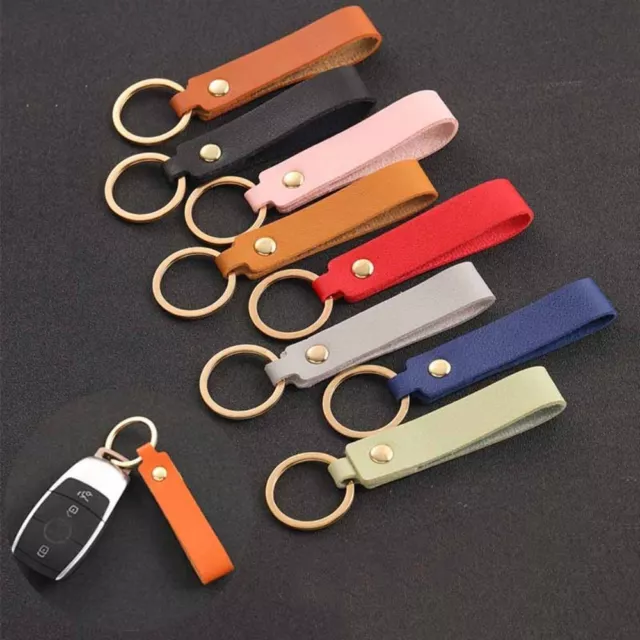 Creative Car Key Chains Simple Metal Key Rings PU Leather Keychain  Accessories