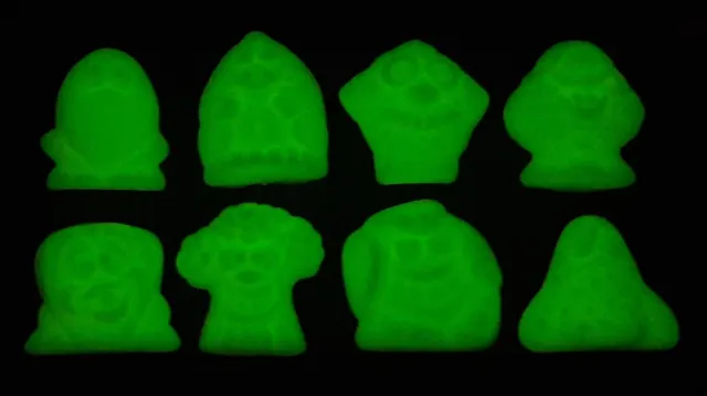 SET OF 8 (A -H) GLOW IN THE DARK GoGo's MEGA CRAZY BONES w/ EGGY ☆