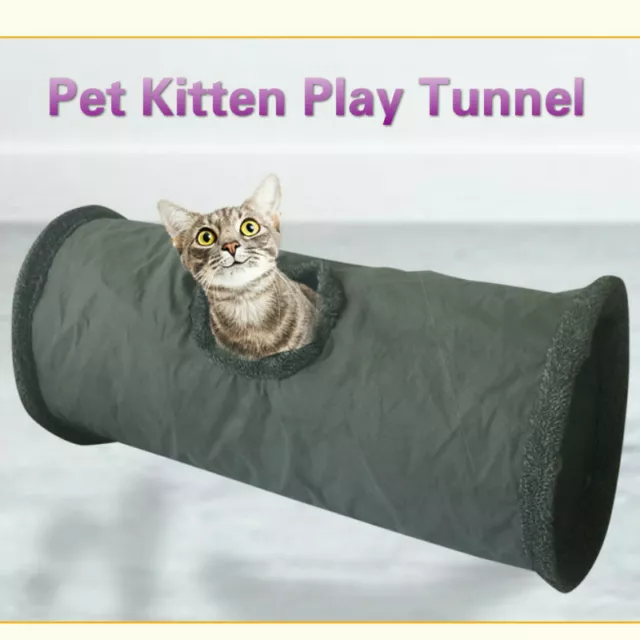 Pet Kitten Activity Play Suede Tunnel Cat Dog Collapsible Tube Toy Training