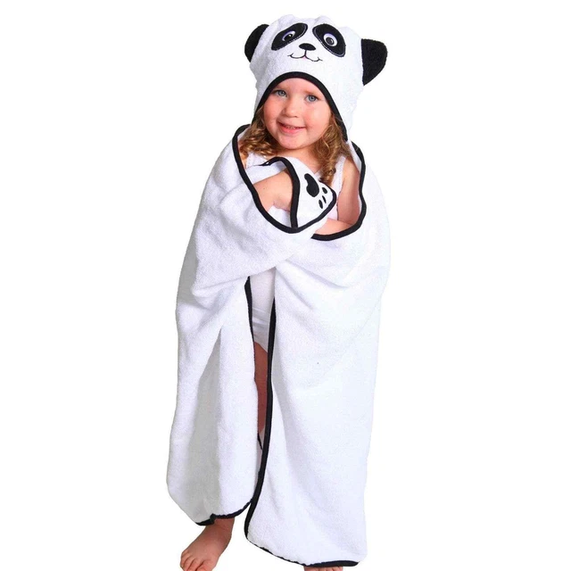 Hooded Towel 40" x 54" - Frenchie Panda Paws Tail Bath Swim Towel, Toddler Child