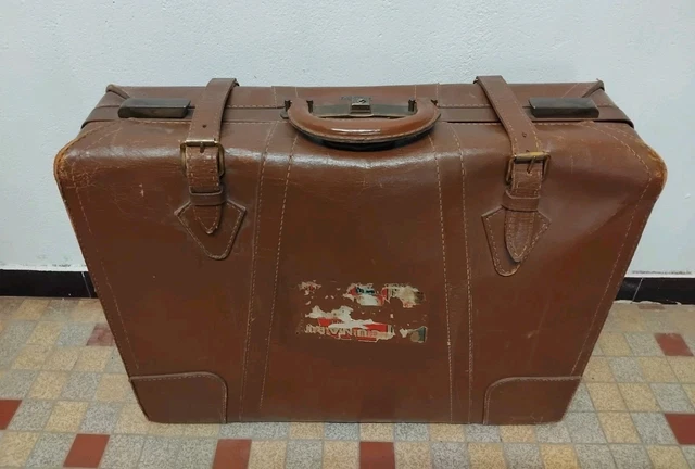 ANCIENNE VALISE EN cuir, des années 1920. EUR 80,00 - FR