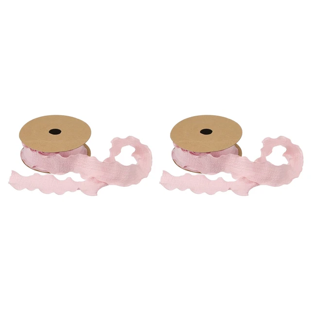 2 piezas cinta de 1,5 pulgadas 10 yardas satinada doble borde volante rosa color liso