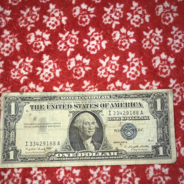 1957A One Dollar Well Circulated Silver Certificate Note - $1 Bill