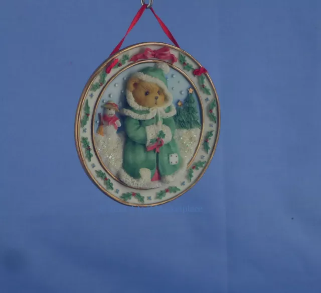 Cherished Teddies Enesco The Season Of Joy 176281 Plate Hanging Ornament NIB NOS