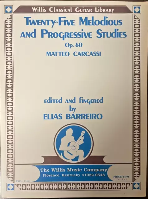 25 Melodious and Progressive Studies For GUITAR Op 60 Matteo Carcassi NEW BOOK