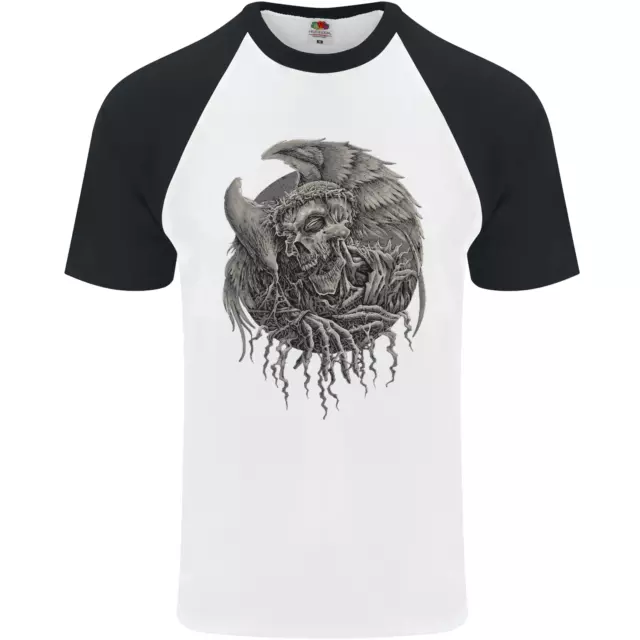 Angel Teschio Di Death Biker Moto Gotico Uomo S/S Baseball T-Shirt