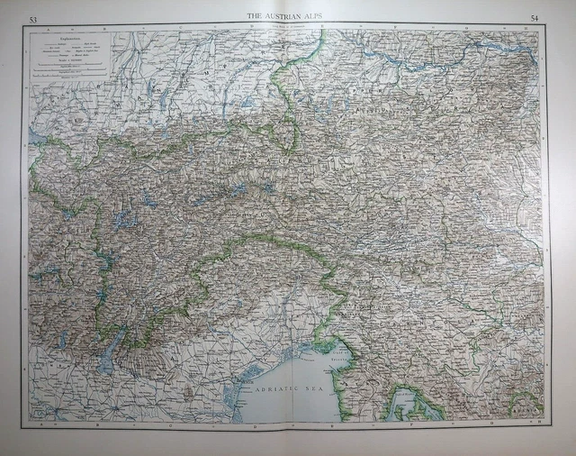 Old (XLG17x22) 1905 Time's Atlas Map ~ THE AUSTRIAN ALPS  ~ Free S&H