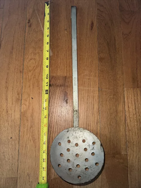 Vintage Ice Fishing Minnow Ladle Skimmer Scoop Metal Heavy Duty, Size: One size, Black