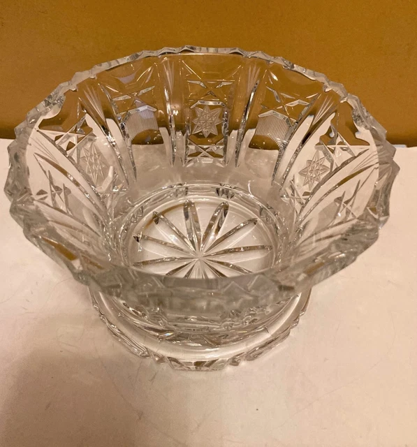 Heavy Clear Cut Crystal Glass Footed Bowl American Brilliant Period APB 5"W x3"H