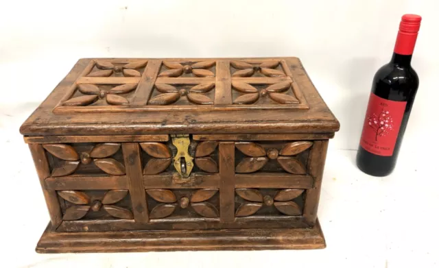 Antique Table Top Casket Minature Coffer Box with Candle Box Floral Decoration