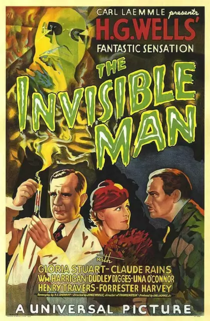 The Invisible Man Vintage Movie  Poster Fine Art Lithograph Claude Rains S2 Art