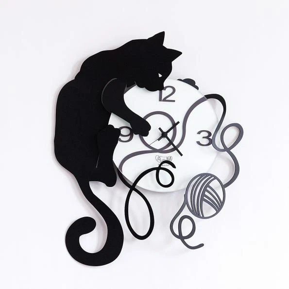 Orologio da Parete Gatto Gomitolo - Arti e Mestieri Made in Italy