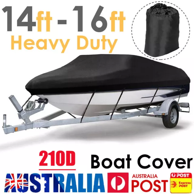 Boat Cover 14-16ft Trailerable Marine 210D Waterproof UV Protector Heavy Duty AU