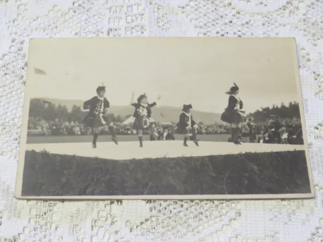 Vintage Postcard Scotland 1924 Highland Games Girls Dancing Scottish R/P