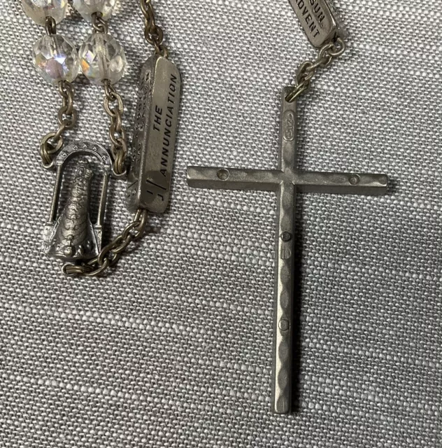 Vintage Rosary Learning Mysteries Glass Beads Christian H76