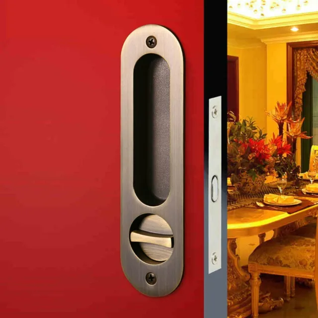 Invisible Door Locks Handle with Key for Sliding Barn Wooden Door (6.8"L *1.8"W)