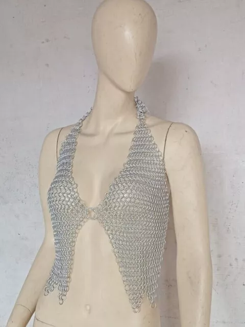 Aluminium Butted Silver Chainmail Top For Women's Fashion Purpose Reenactmemt Be