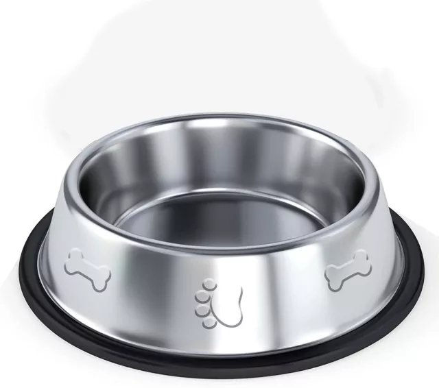 🔥24cm Large Stainless Steel Anti-Skid Pet Dog Animal Feeding Bowl Food & Water