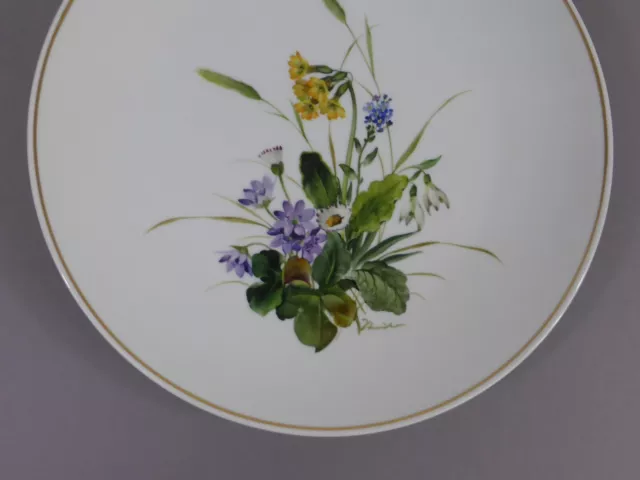 Rosenthal Handmalerei Wandteller Zierteller Blumen Wiesenblumen signiert 32,5 cm 3