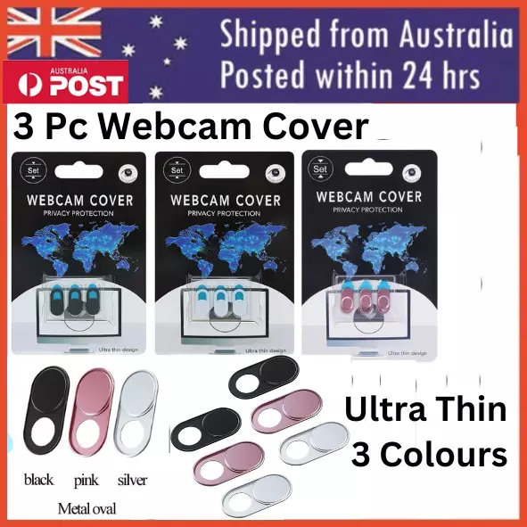 Ultra Thin 3 Pack Webcam Cover Laptop iPad Web Camera Cover Slide Protection AUS