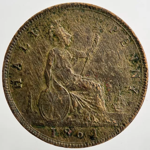 1861 Victoria Half-Penny | British Copper Coin | Collectable Grade | a1087 2