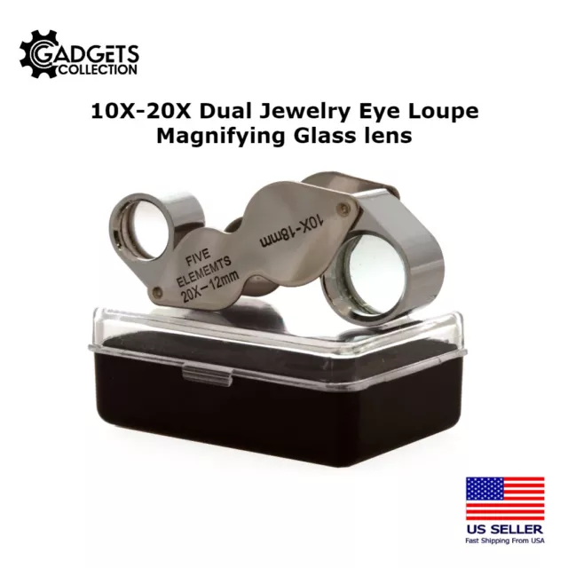 10X 20X DUAL Jewelers Jewelry Eye Loupe Magnifying Reading Glass Lens Low Vision