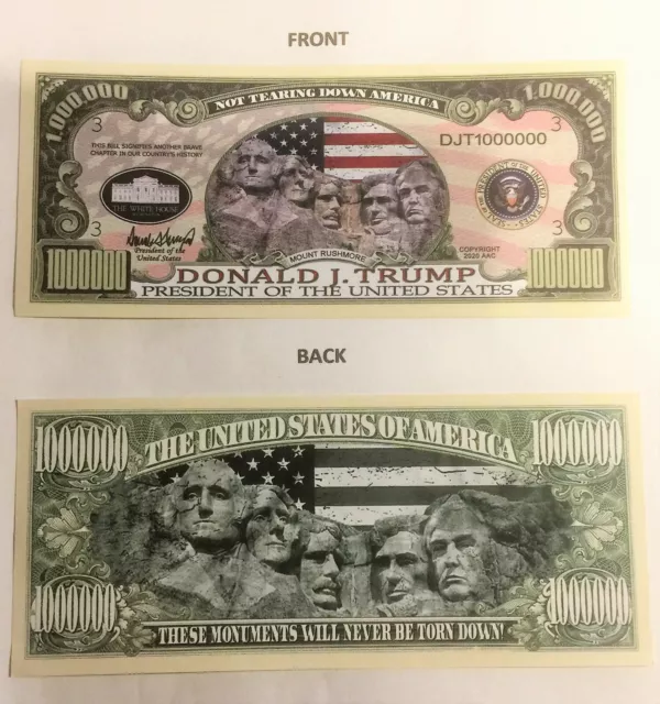 Donald J. Trump, Mount Rushmore, POTUS,  Paper Novelty Note, 1,000,000 Dollars