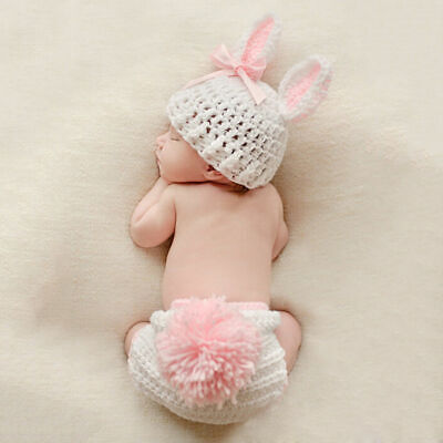 Baby Girls Boys Newborn Crochet Knit Costume Photography Prop Outfit Cute Rabbit