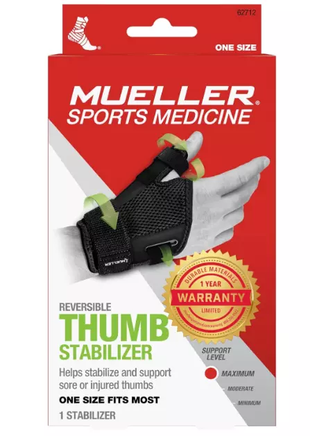 Mueller Sports Medicine Reversible Thumb Stabilizer Black Maximum Support - New!