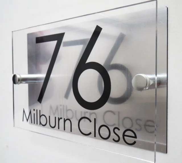 Contemporary HOUSE SIGN / PLAQUE / DOOR / NUMBER 1 - 9999/ GLASS EFFECT ACRYLIC