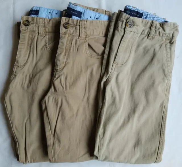 3 Lot Tommy Hilfiger School Uniform Pants Khaki Beige Adjustable Waist Boys 12
