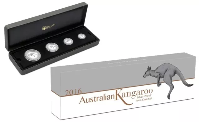 2017 Australia 4-Coin Silver Kangaroo Proof Set In Presentation Box w/ CoA
