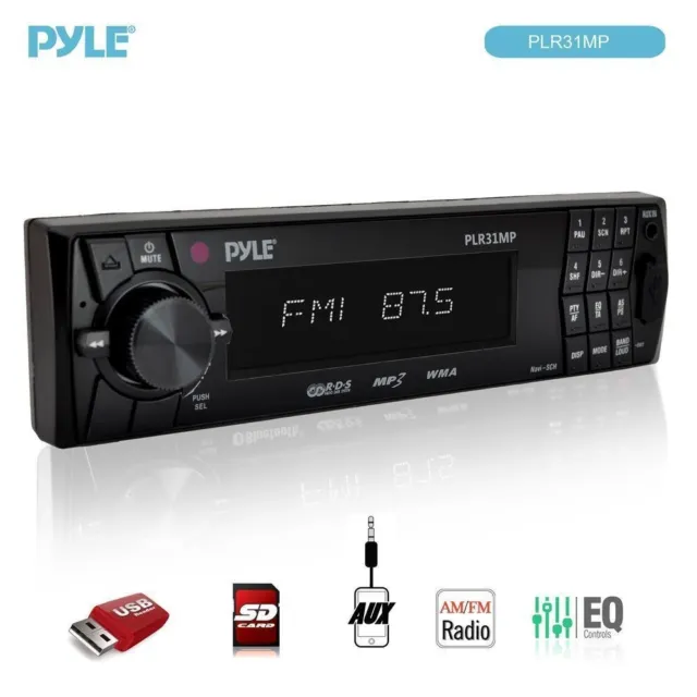 Pyle PLR31MP In-Dash Am/FMpx PLL Tuning Car Radio W Detachable Face Panel New 2