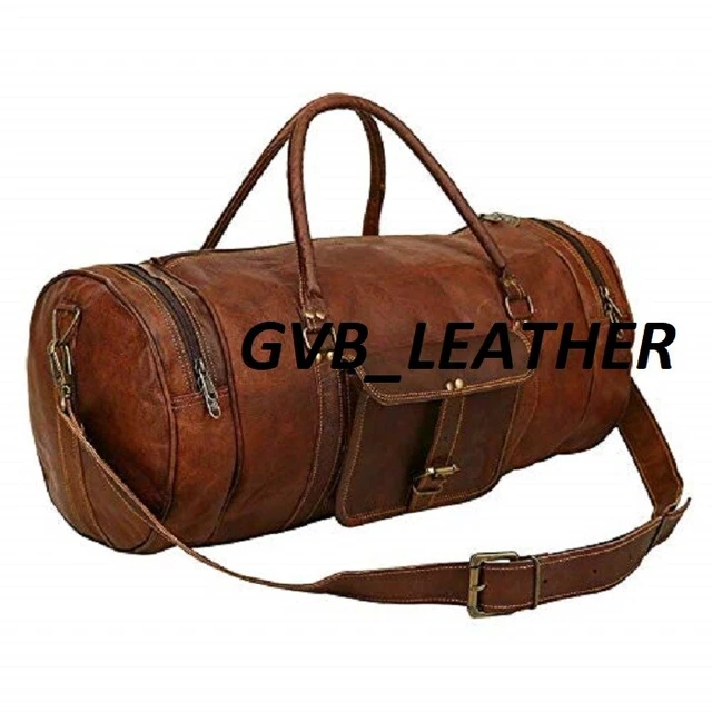 Sac De Week-end En Cuir Vintage Pour Homme - 20 Pouces - Marron - Fait Main - Livraison Express