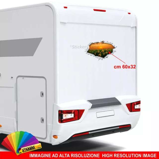 Adhesivo Franja Efecto Gash Hoja para Camper Caravana Tema Girasoles CM 60