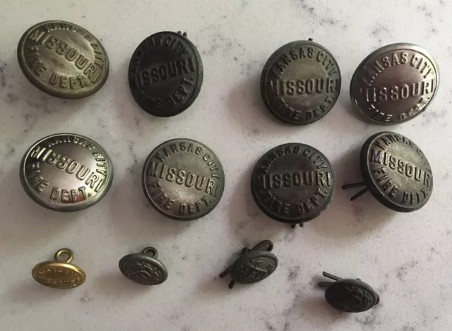 Antique Kansas City Missouri Fire Department Obsolete Coat Jacket Buttons