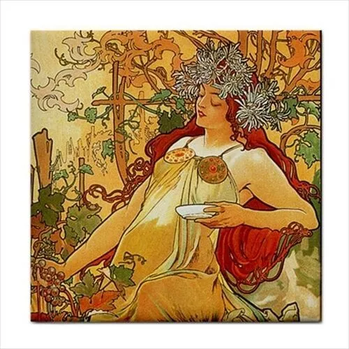 Art Nouveau Vintage Ceramic Tile Rare Reproduction Majolica Fliesen