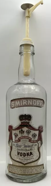 Vintage Large Smirnoff Vodka Glass 1 Gallon Bottle 80 Proof Pierre Pump Empty