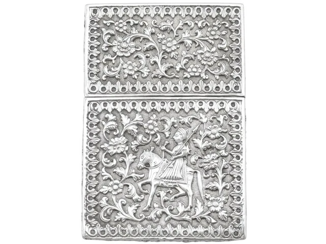 Circa 1880 Antique Indian Silver Card Case
