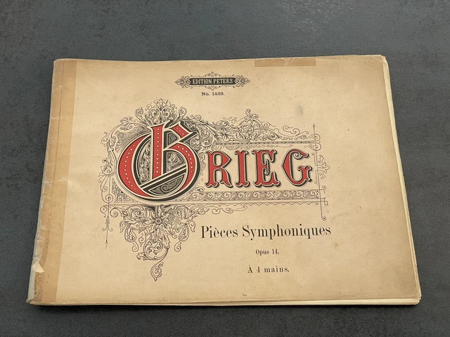 Livre Feuillet Partition Musique ancien Edvard Grieg Pieces Symphoniques Op 14