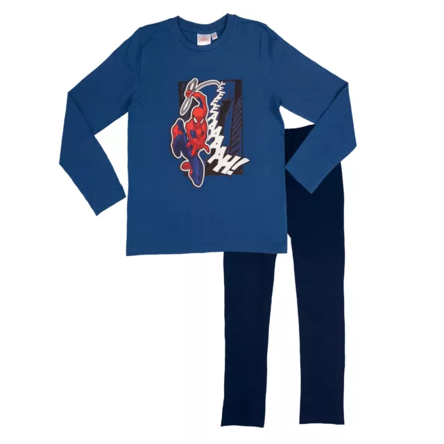 Marvel Spiderman Schlafanzug für Jungen Kinder Pyjama Langarm Oberteil mit Hose