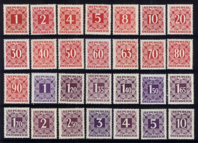 Österreich 1949/57 PORTOMARKEN ANK-Nr. 232/259 komplett postfrisch