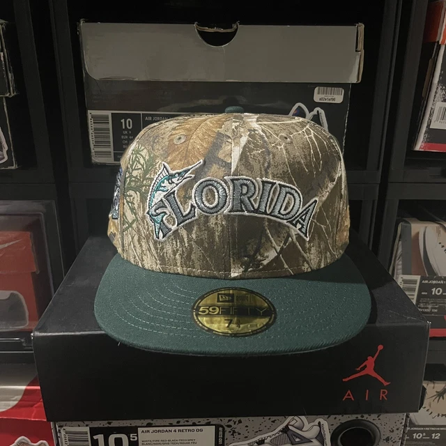 Florida Marlins 7 3/4 New Era 59FIFTY Fitted Hat- Real Tree Camo - Brand New