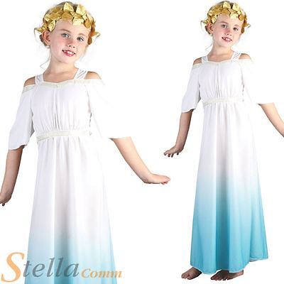Girls Roman Greek Goddess Costume Toga Book Week Fancy Dress Child Outfit