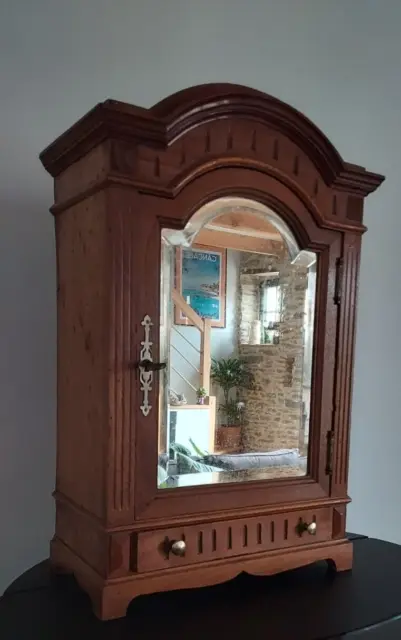 Armoire De Poupée Ancienne Miroir Biseaute - Tiroir